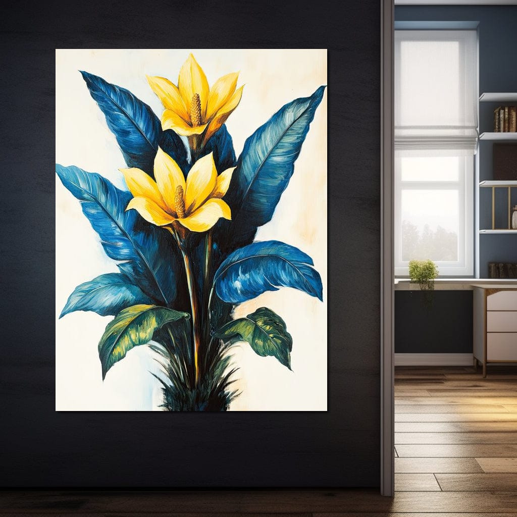 Golden Petals Tropical Elegance Canvas Wall Art
