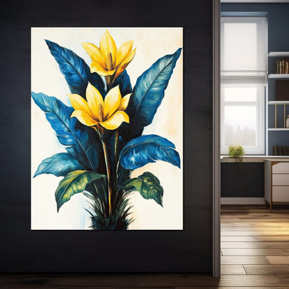 Golden Petals Tropical Elegance Canvas Wall Art
