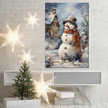 Christmas Snowman Canvas Wall Art