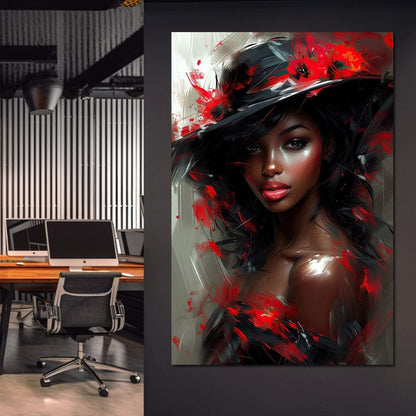 Sable Elegance with Poppy Flair Canvas Wall Art