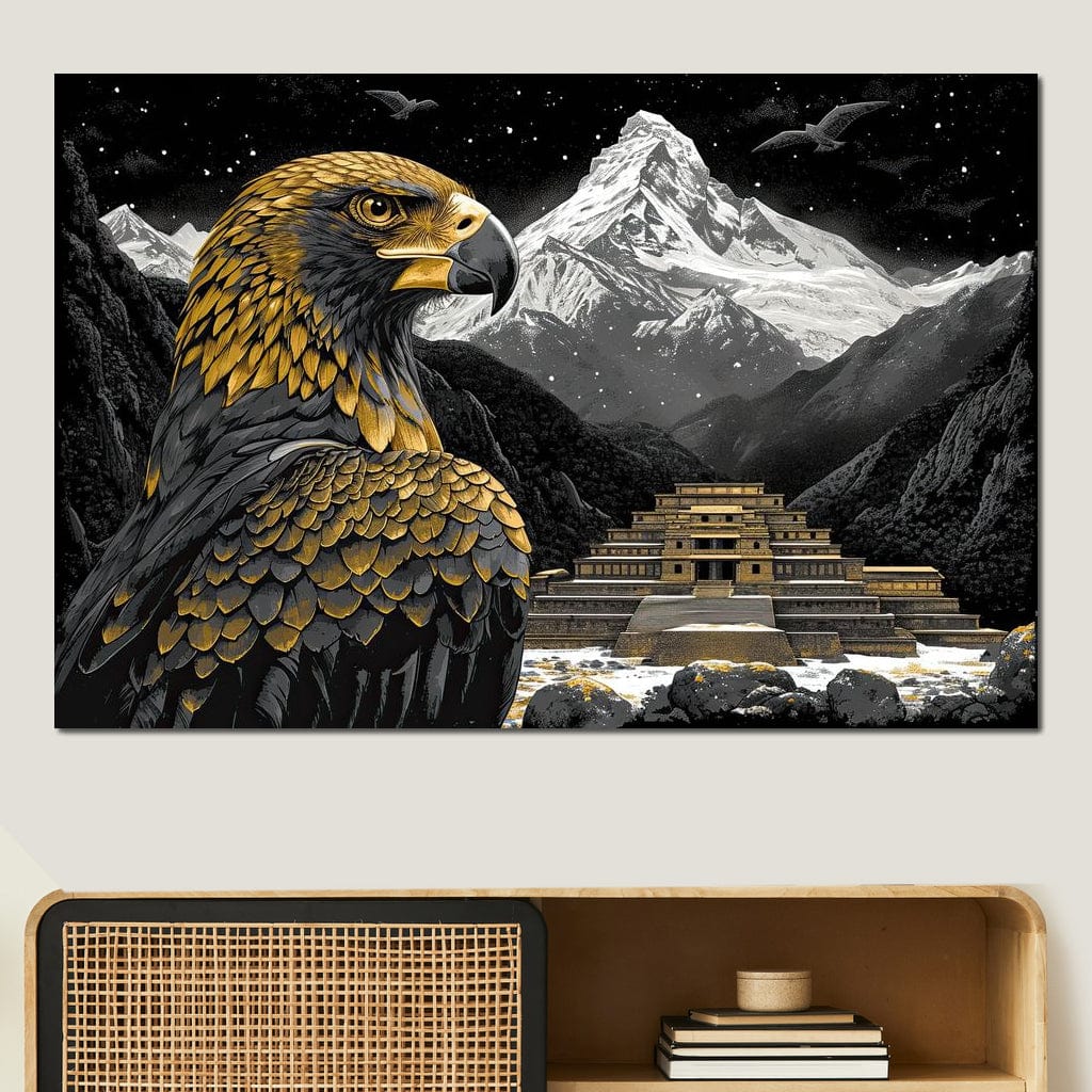 Majestic Aztec Golden Eagle Canvas Wall Art