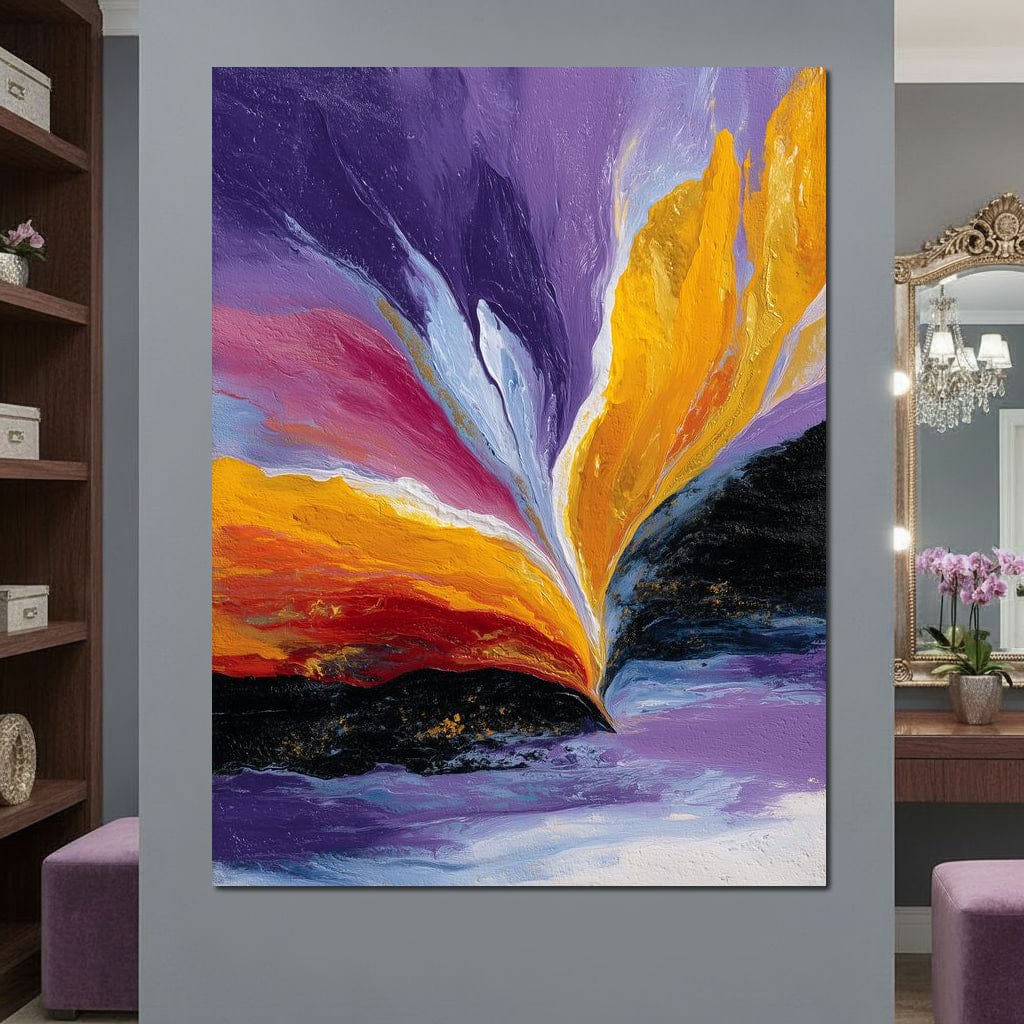 Golden Rift Over Violet Tide Canvas Wall Art