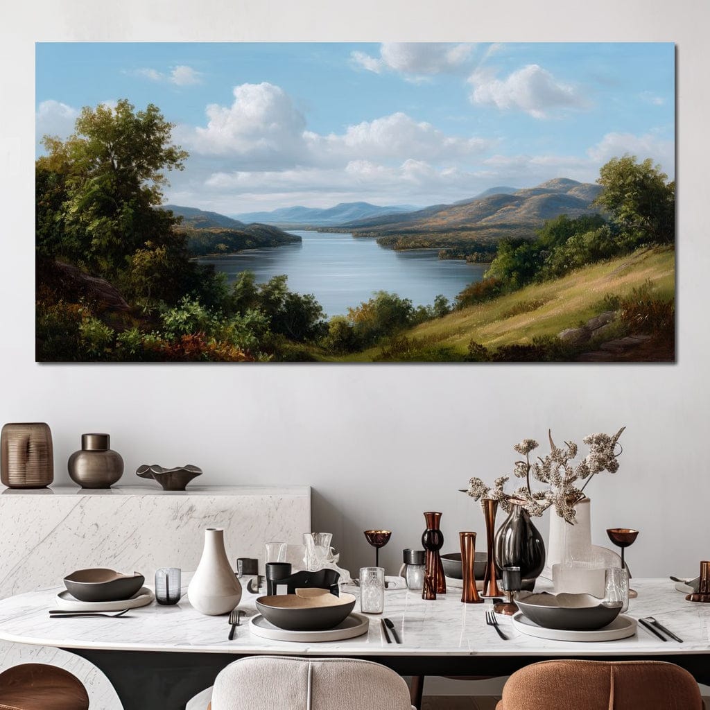Lakeside Valley Vista Sky Canvas Wall Art