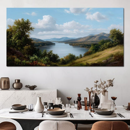 Lakeside Valley Vista Sky Canvas Wall Art