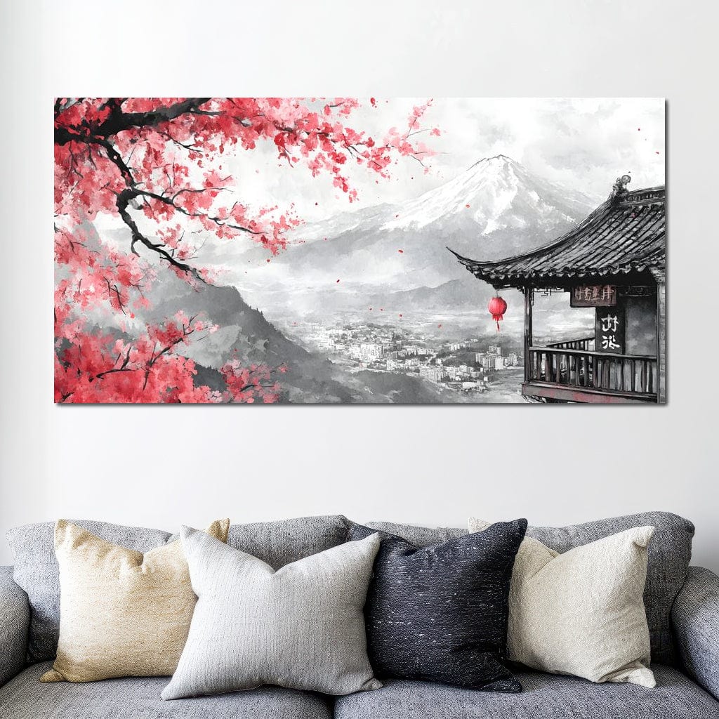 Cherry Blossom Landscape Canvas Wall Art