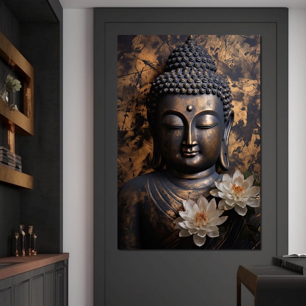 Buddha's Bronze Serenity Canvas Wall Art