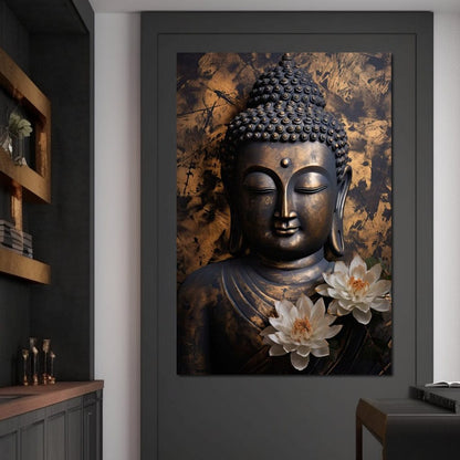 Buddha's Bronze Serenity Canvas Wall Art