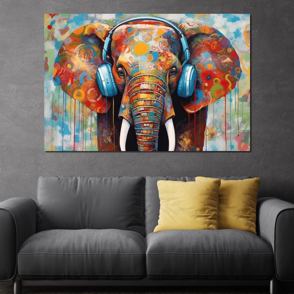 Elephant's Echoing Melody Canvas Wall Art