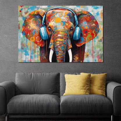 Elephant's Echoing Melody Canvas Wall Art