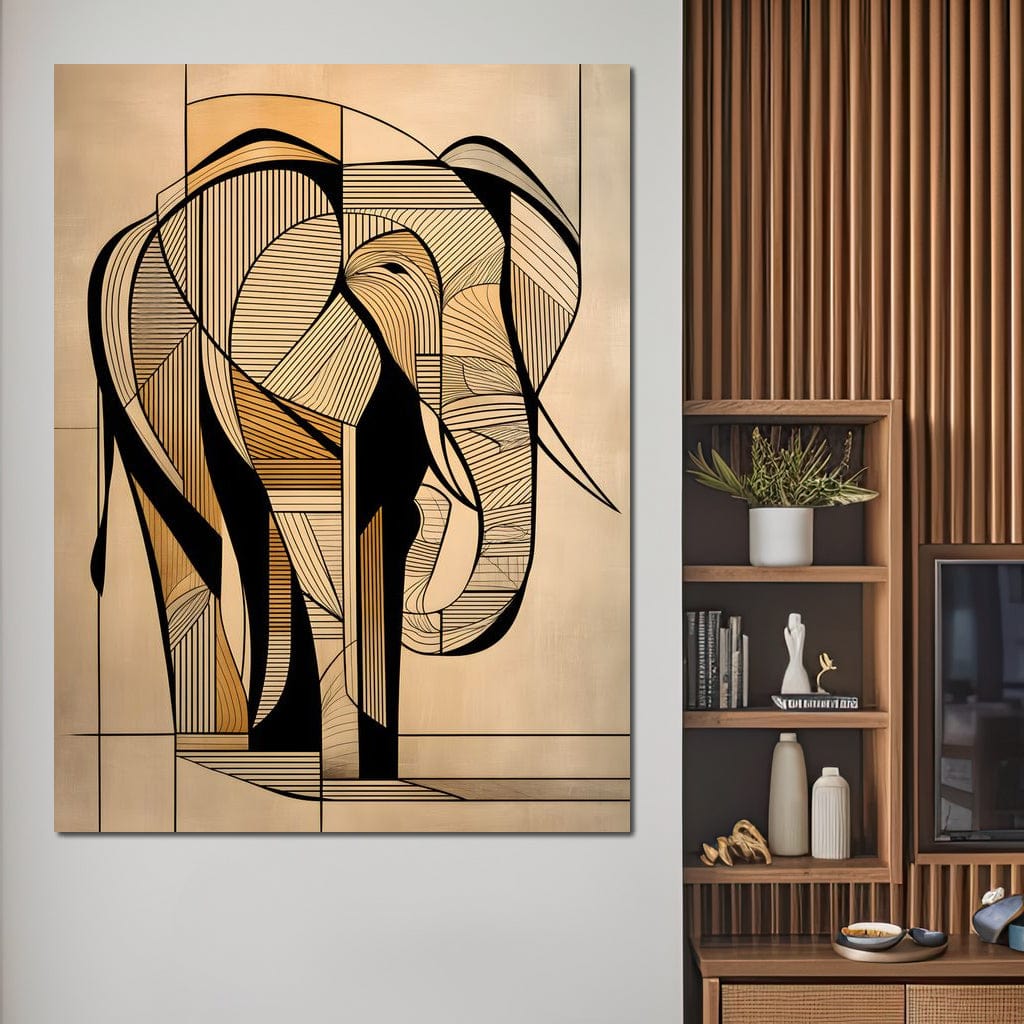 Majestic Geometric Elephant Canvas Wall Art