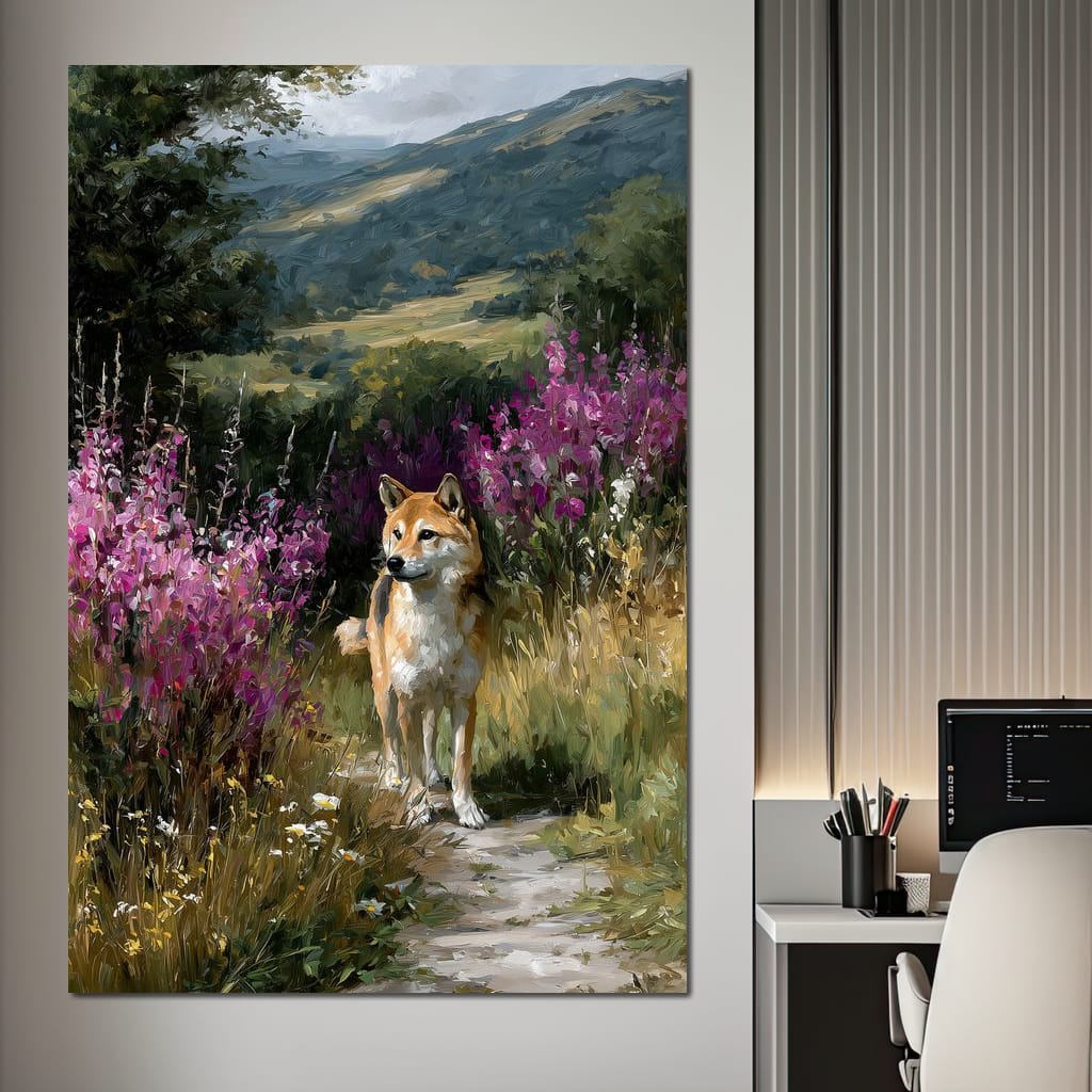 Shiba Meadow Trail Portrait Canvas Wall Art