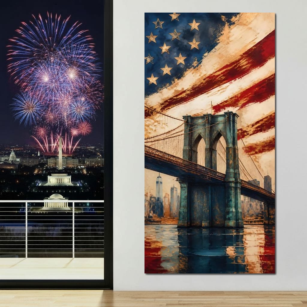 Iron Heritage Over The Harbor Canvas Wall Art