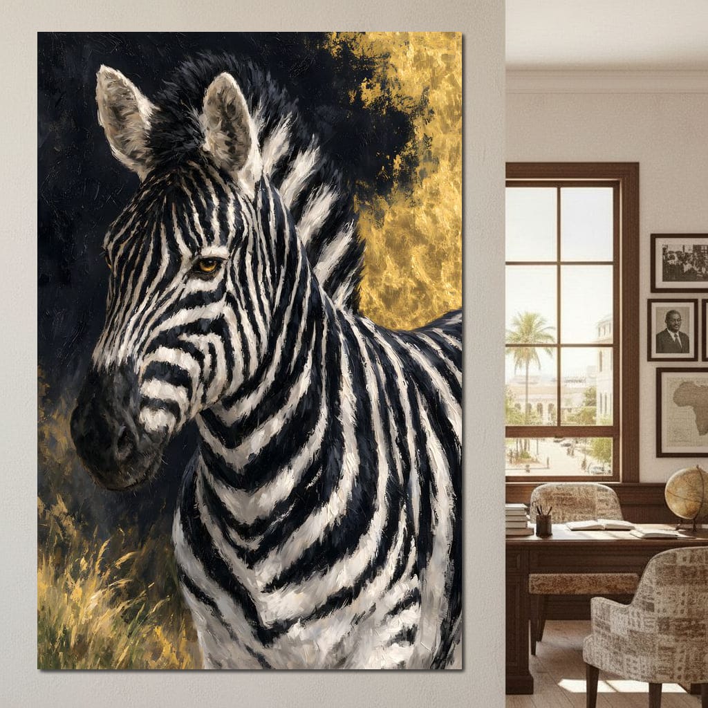 Golden Stripes of the Midnight Plains Canvas Wall Art