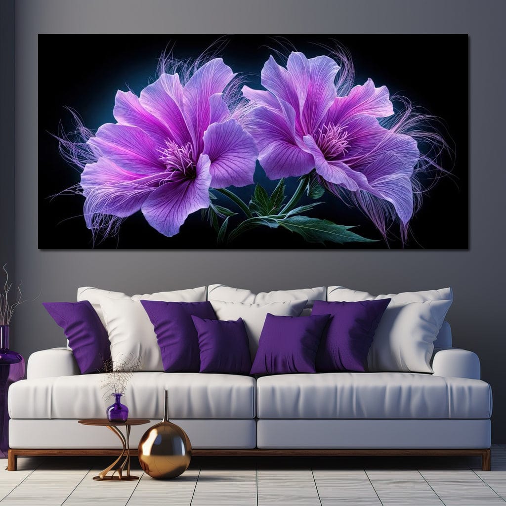 Fluffy Alien Flowers Canvas Wall Art