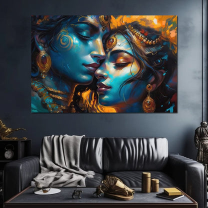 Radha & Krishna Love Story Canvas Wall Art
