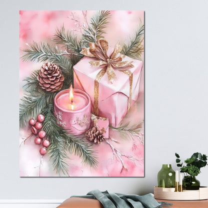 Festive Pine Gift Candle Radiance Canvas Wall Art