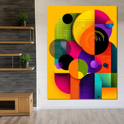 Vivid Geo Orbit Kaleidoscope Canvas Wall Art