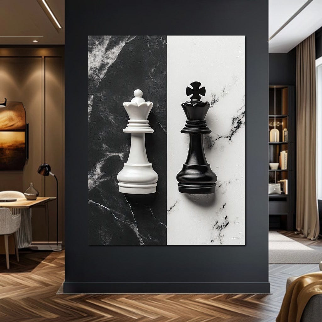 Duality of Kings Chess Contrast Canvas Wall Art