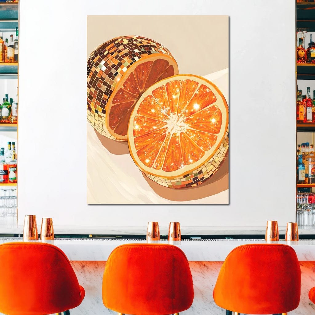 Sparkling Citrus Disco Slice Canvas Wall Art