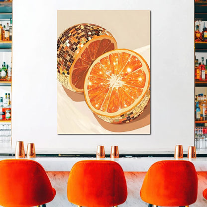 Sparkling Citrus Disco Slice Canvas Wall Art