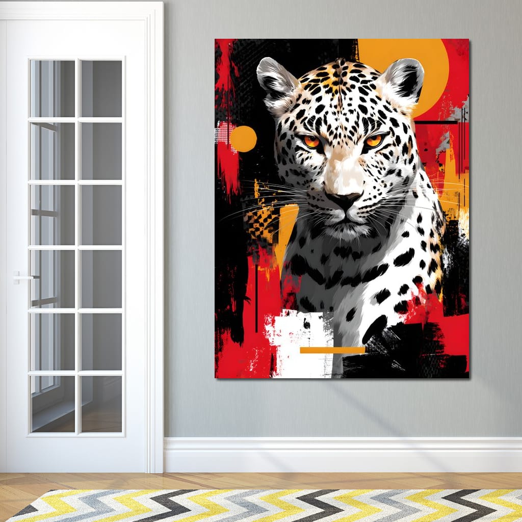 Golden Sun Leopard Stare Canvas Wall Art