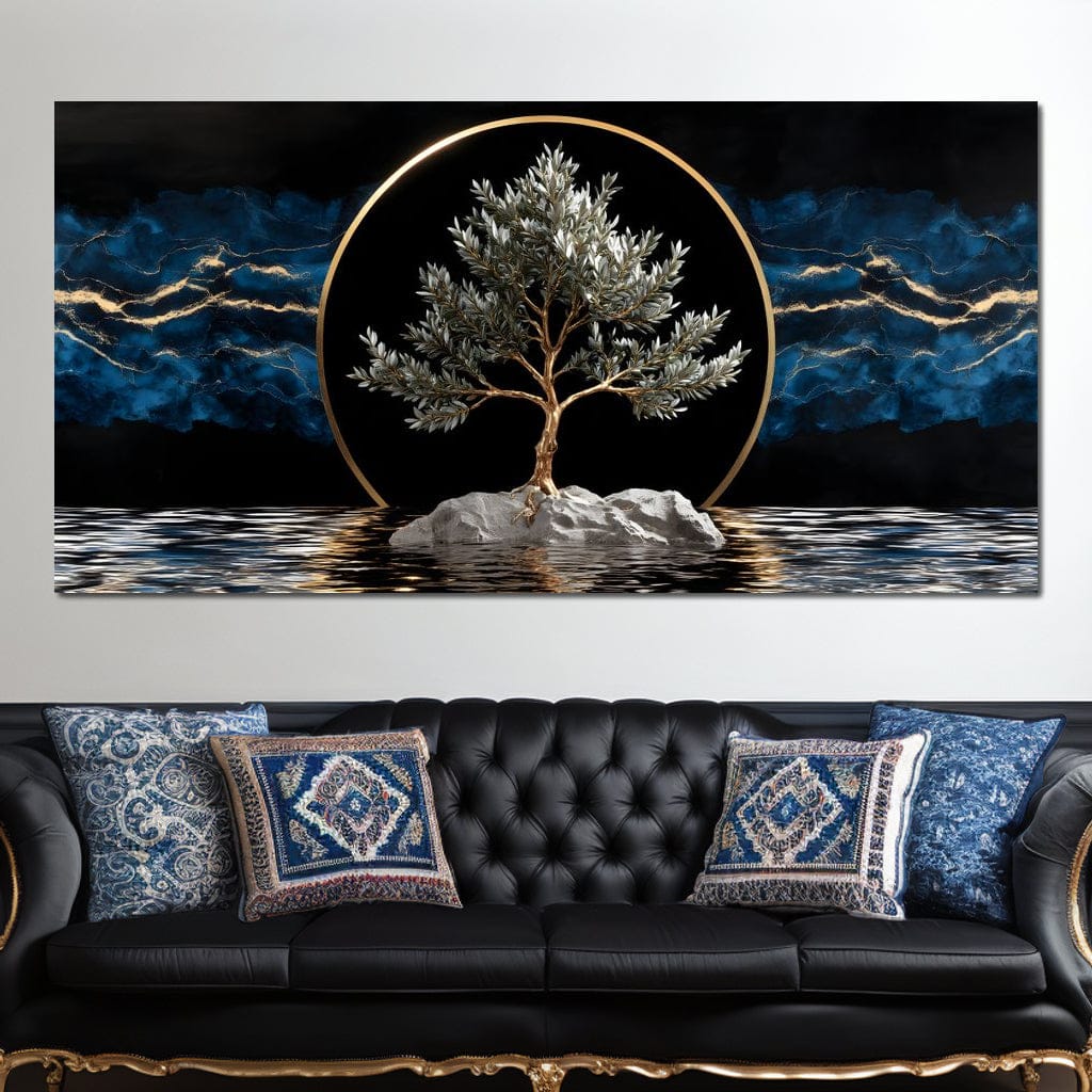 Golden Olive Tree Halo Reflection Canvas Wall Art