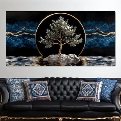 Golden Olive Tree Halo Reflection Canvas Wall Art