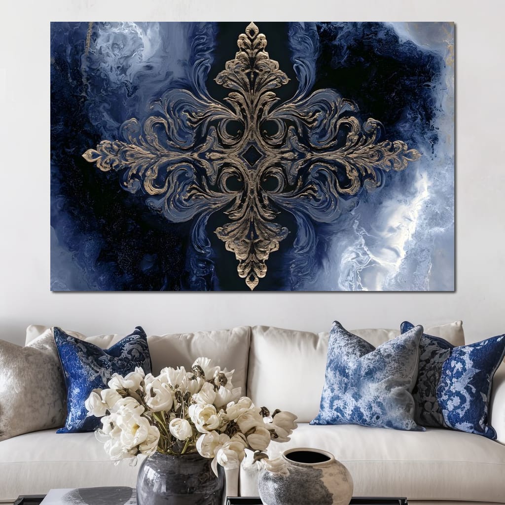 Gilded Blue Reverie Canvas Wall Art