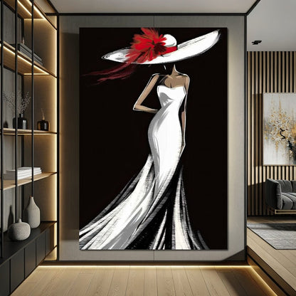 The White Dress - Elegant Nocturne Silhouette Canvas Wall Art