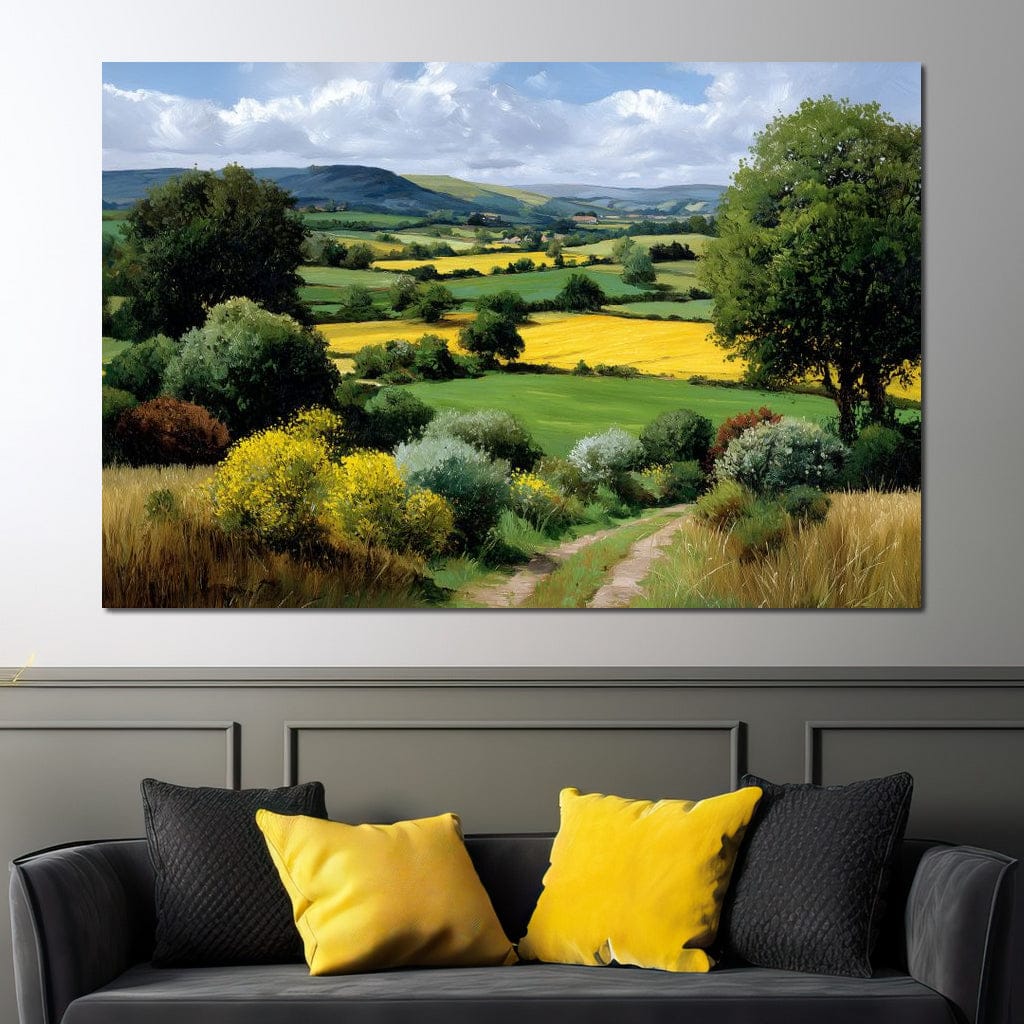Golden Fields Country Path Canvas Wall Art