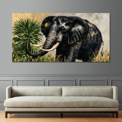 Silent Monarch of the Gilded Savanna Canvas Wall Art