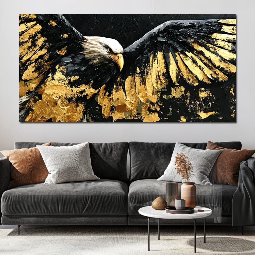 American Eagle in Gold & Black Canvas Wall Art