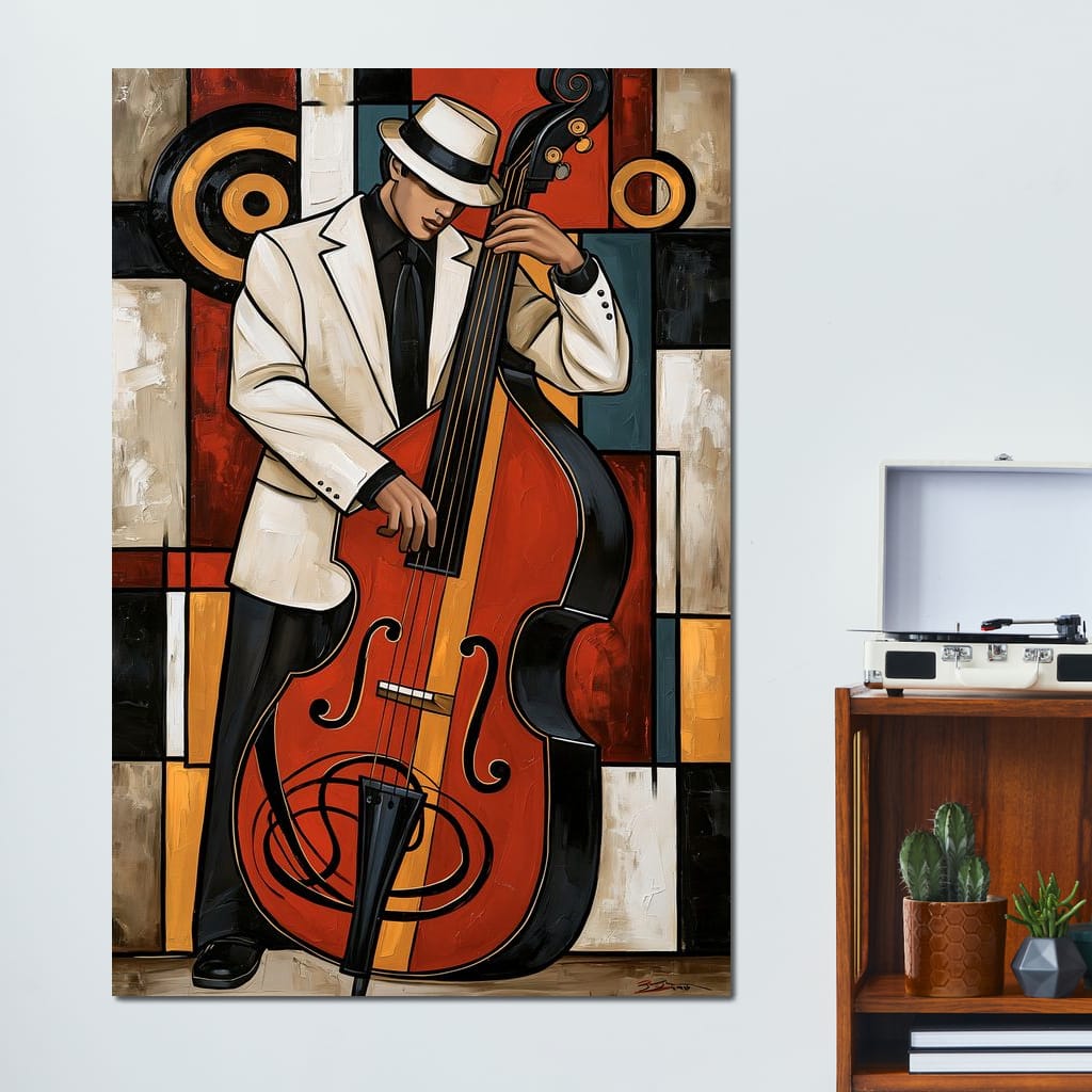 Cool Jazz Rhythm And The Upright Bass Canvas Wall Art