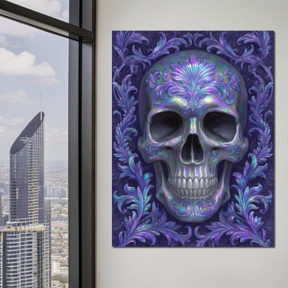 Prismatic Skull Baroque Flourish Canvas Wall Art