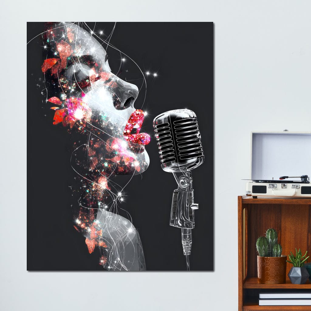 Cosmic Vocalist Neon Kiss Canvas Wall Art