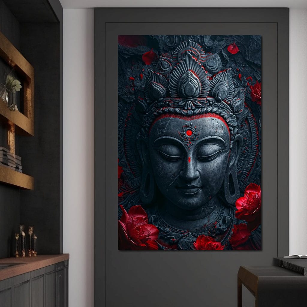 Buddha's Crimson Nirvana Canvas Wall Art