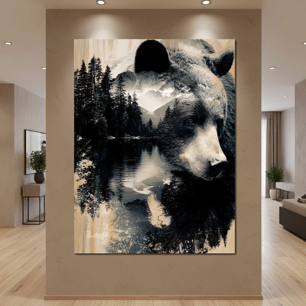 Wild Pines Bear Reflection Canvas Wall Art