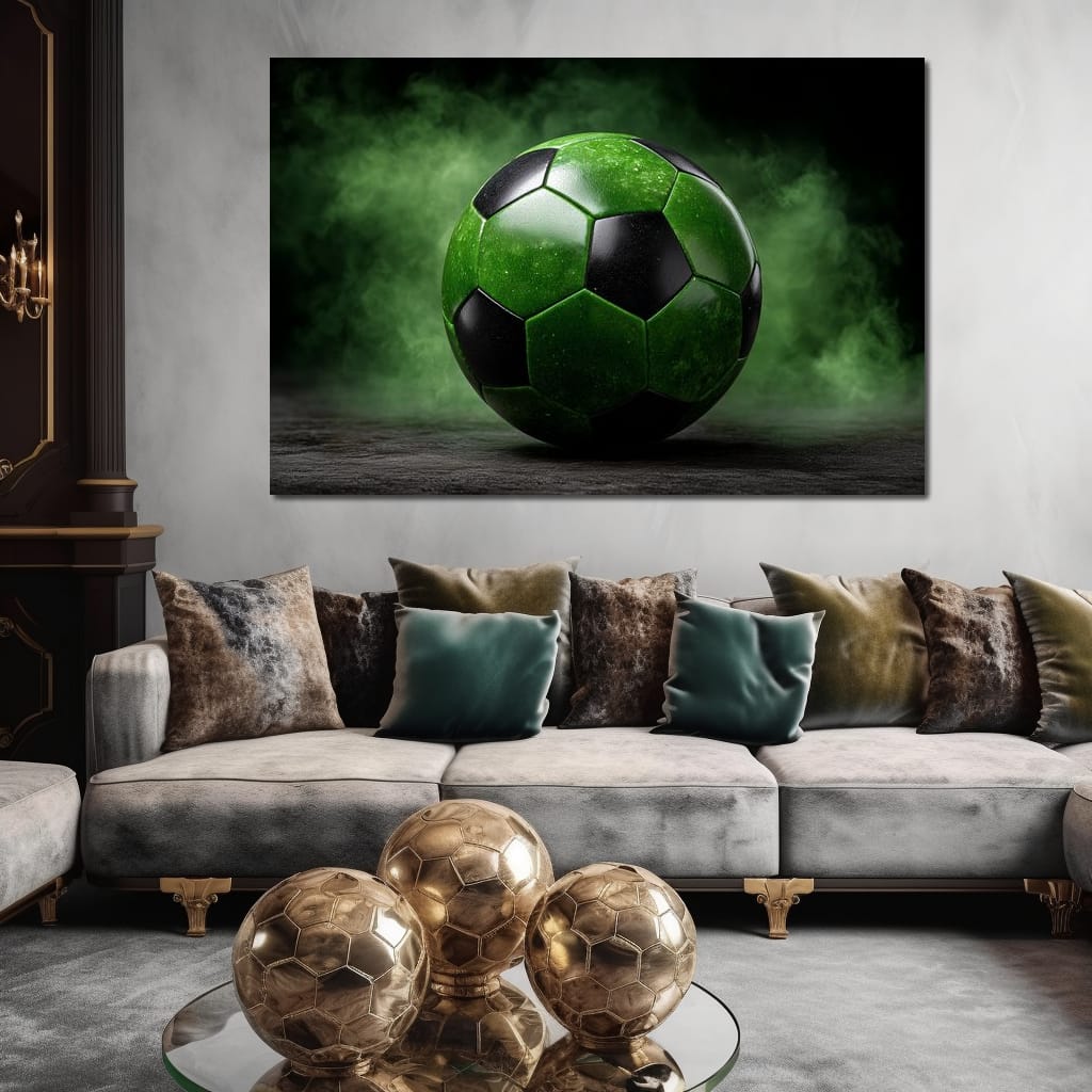 Emerald Soccer Ball Eclipse Canvas Wall Art