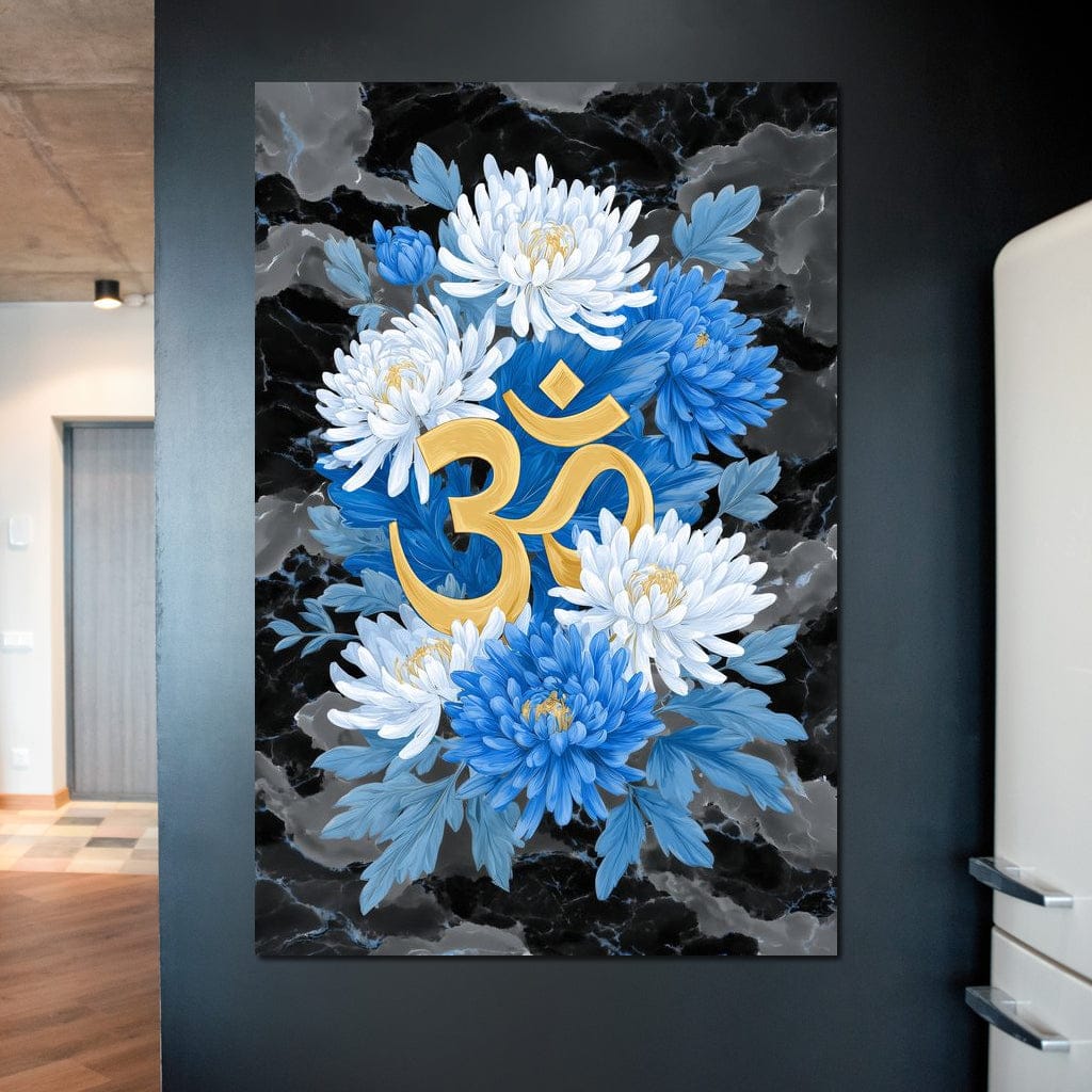 Om Lotus Bloom Floral Gold Canvas Wall Art