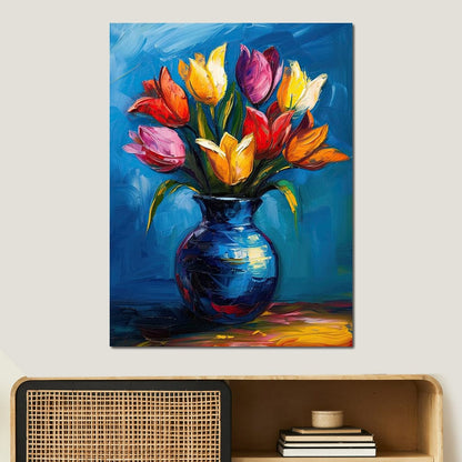 Tulips Flowers Bouquet Canvas Wall Art
