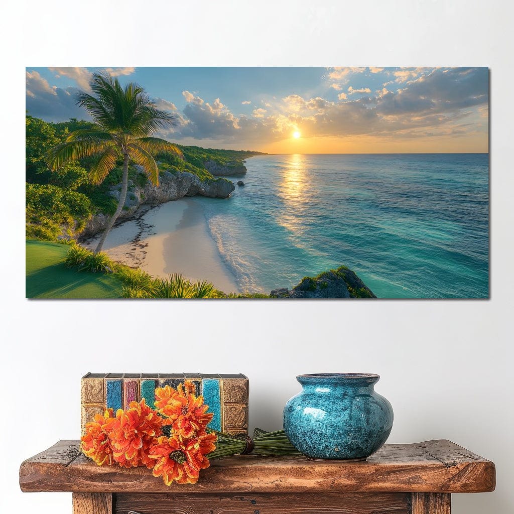 Sunlit Shores of Tranquility Canvas Wall Art