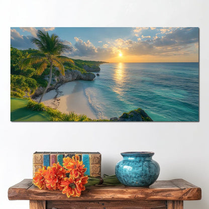 Sunlit Shores of Tranquility Canvas Wall Art