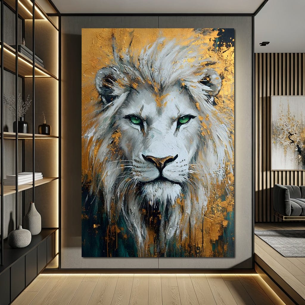 Majestic Lion Gold Radiance Canvas Wall Art