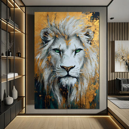 Majestic Lion Gold Radiance Canvas Wall Art