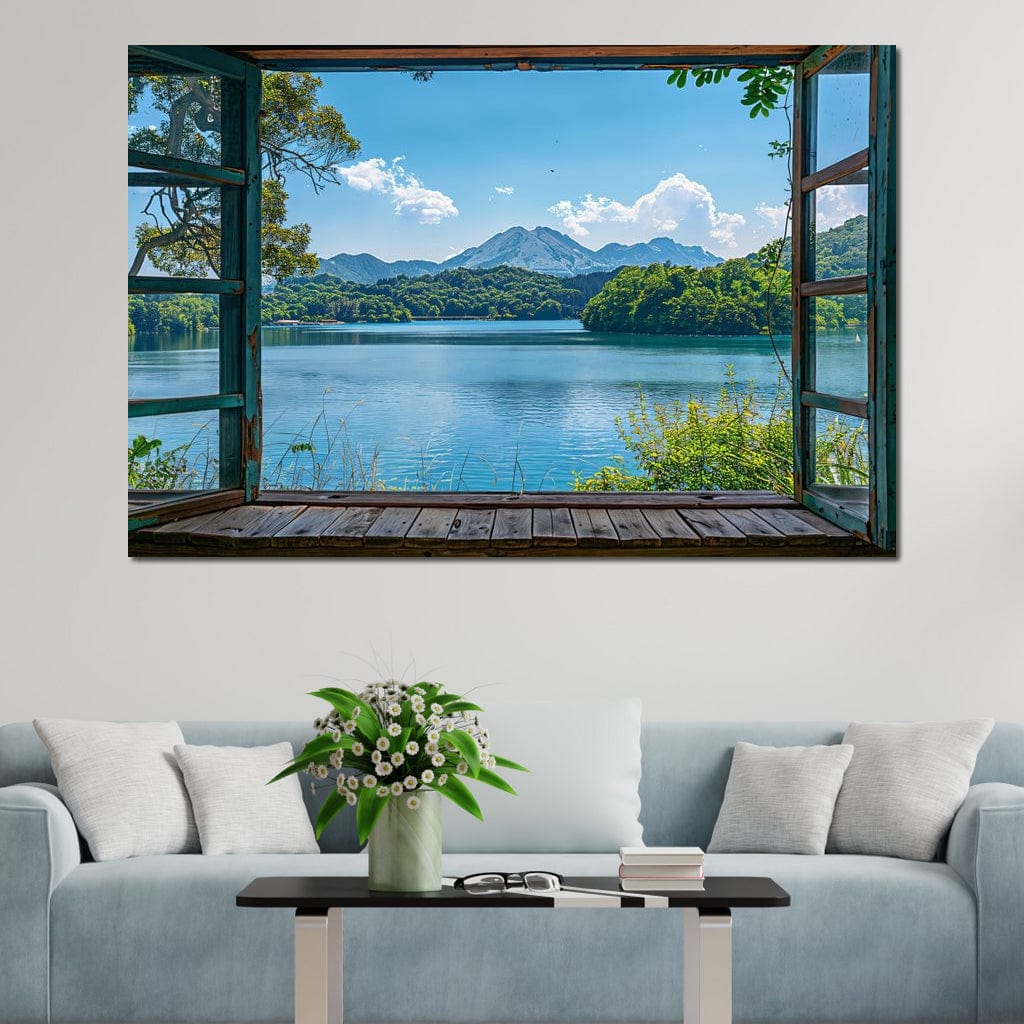 Serene Lakeside Retreat Canvas Wall Art