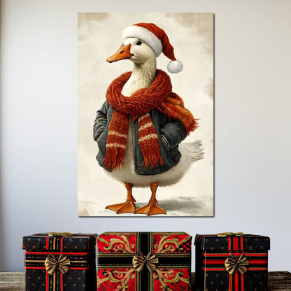 Festive Goose With Cozy Style Canvas Wall Art