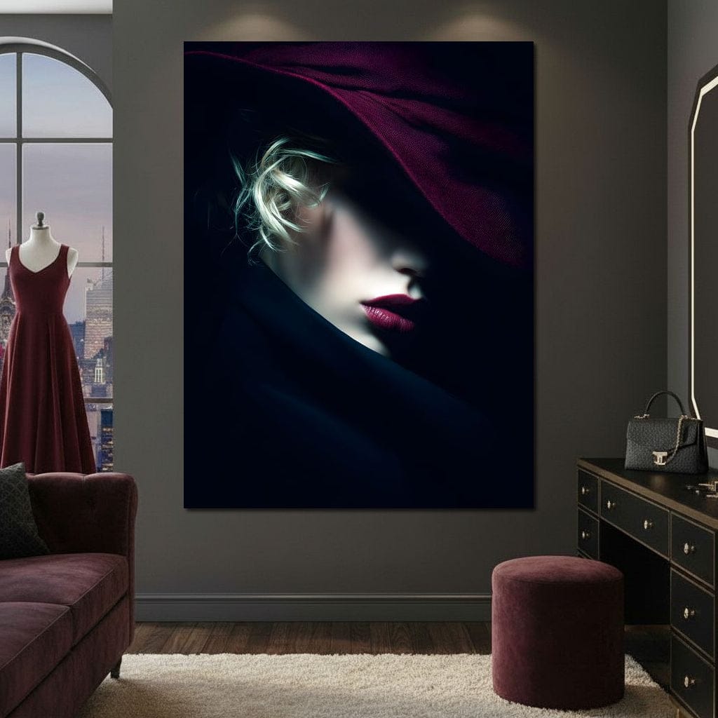 Noir Allure Under Silk Brim Canvas Wall Art