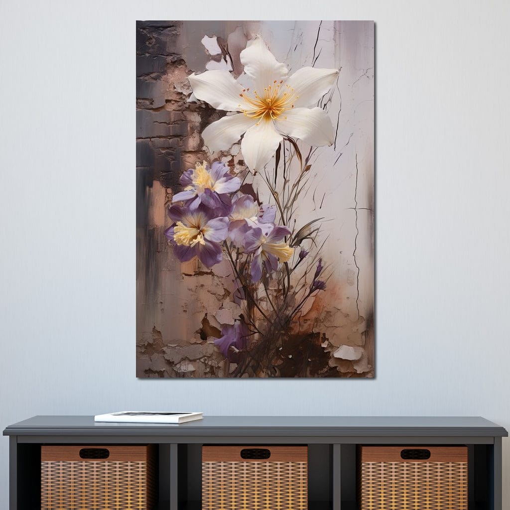 Fleeting Bloom in Grisaille Canvas Wall Art