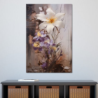Fleeting Bloom in Grisaille Canvas Wall Art