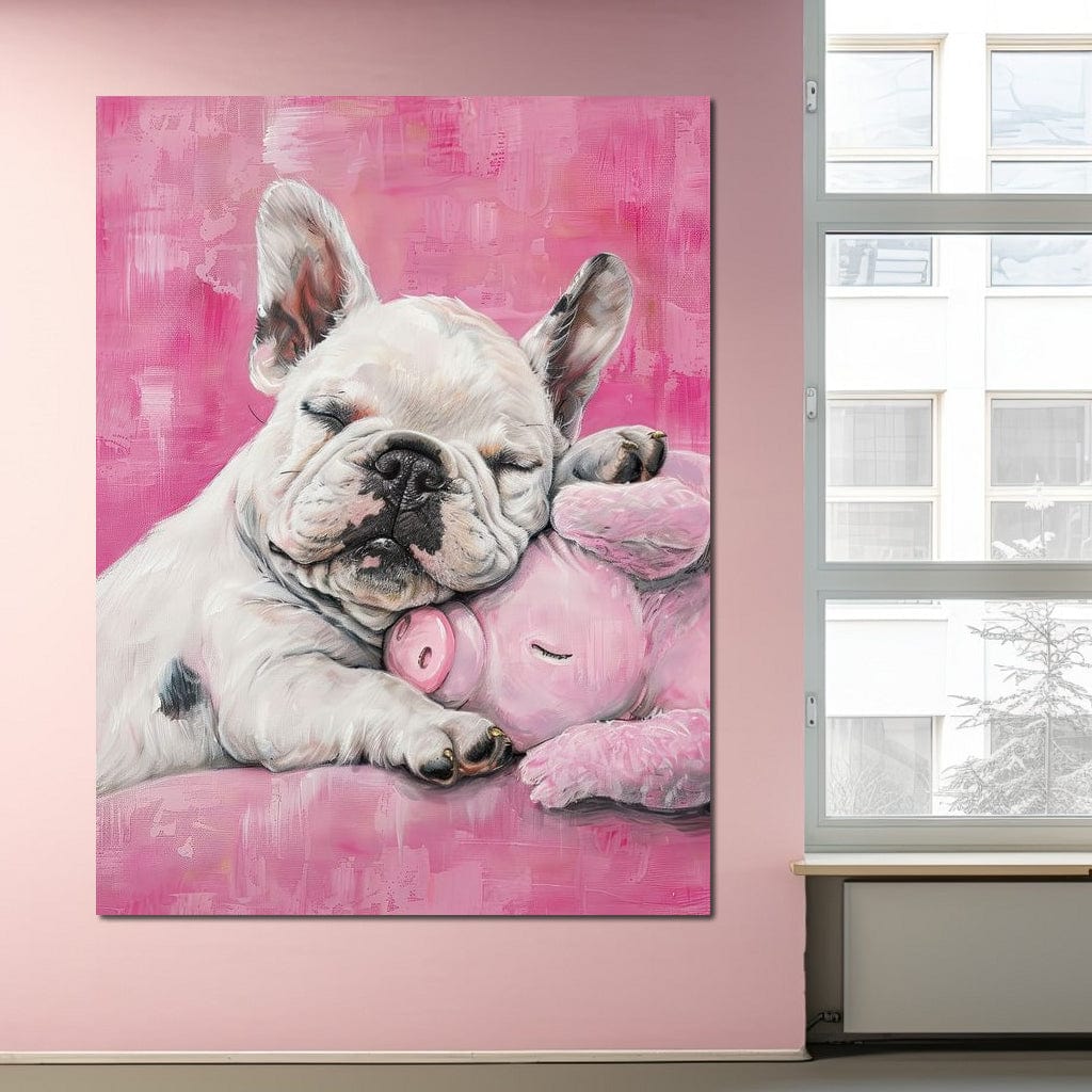 Slumbering Frenchie Dreams Canvas Wall Art
